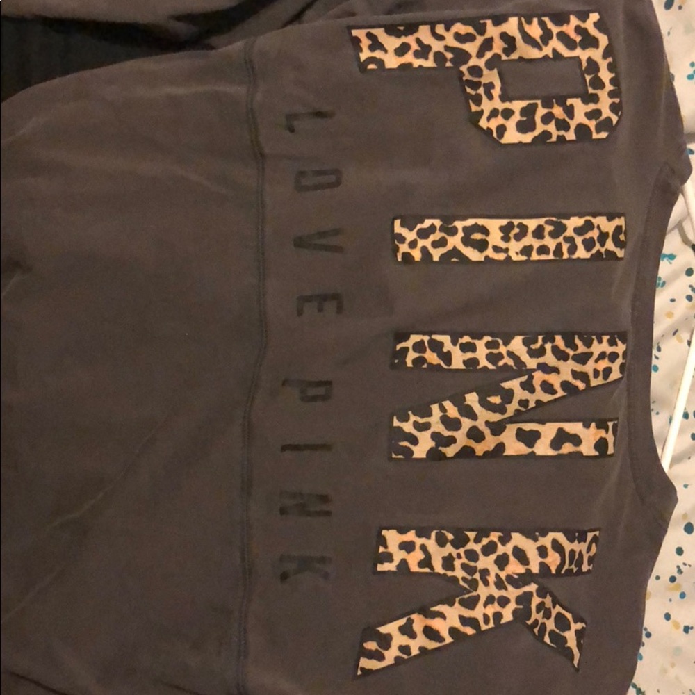 Super cute grey PINK leopard font sweater